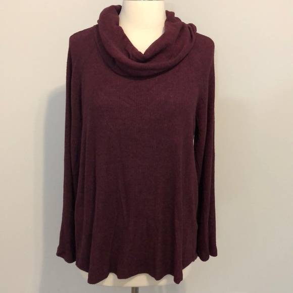 Anthropologie Sweaters - Anthropologie Maeve Cowl Neck Pullover L Burgundy